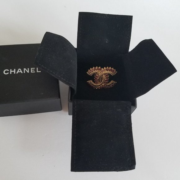 Chanel CC Logo Gold Plated Ring Size 6 - Picture 11 of 11